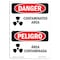 Signmission Safety Sign, OSHA Danger, 5" Height, Contaminated Area Bilingual Spanish OS-DS-D-35-VS-1834 - alternate 1